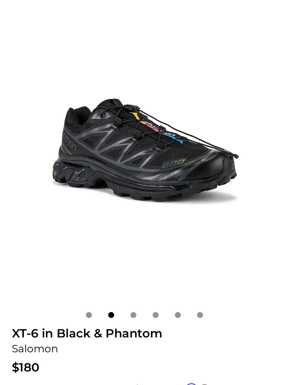 Salomon XT-6 Sneakers in Black with Blue & Yellow Accents